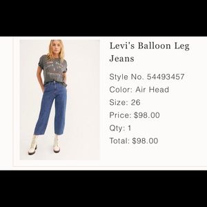 Levi’s Balloon Leg jeans in a dark-medium wash, size 26 - too small for me